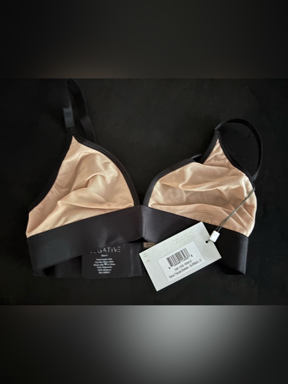 Negative Sieve Triangle Bra (size 0) - buff/black